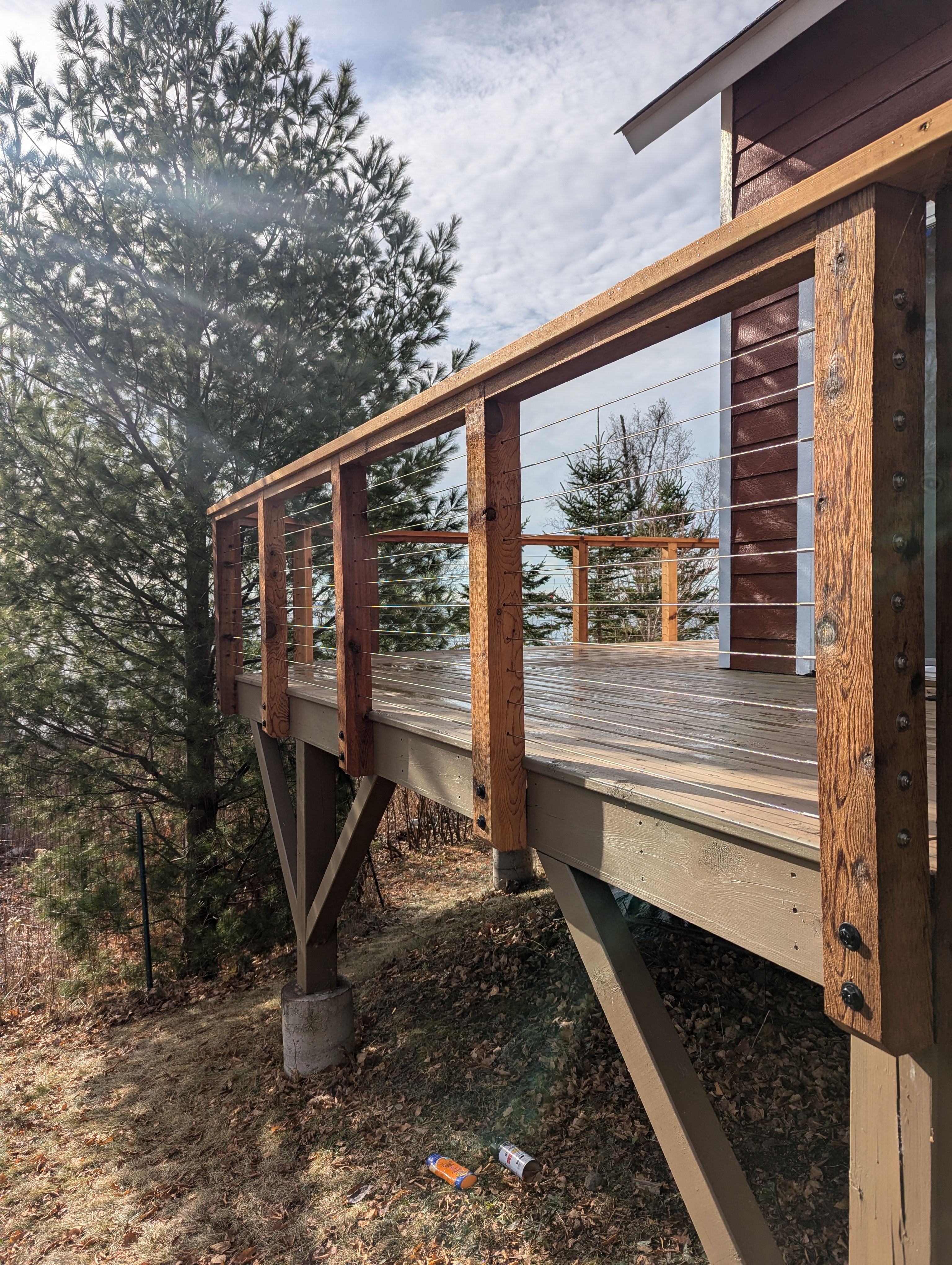 Wooden deck with railing