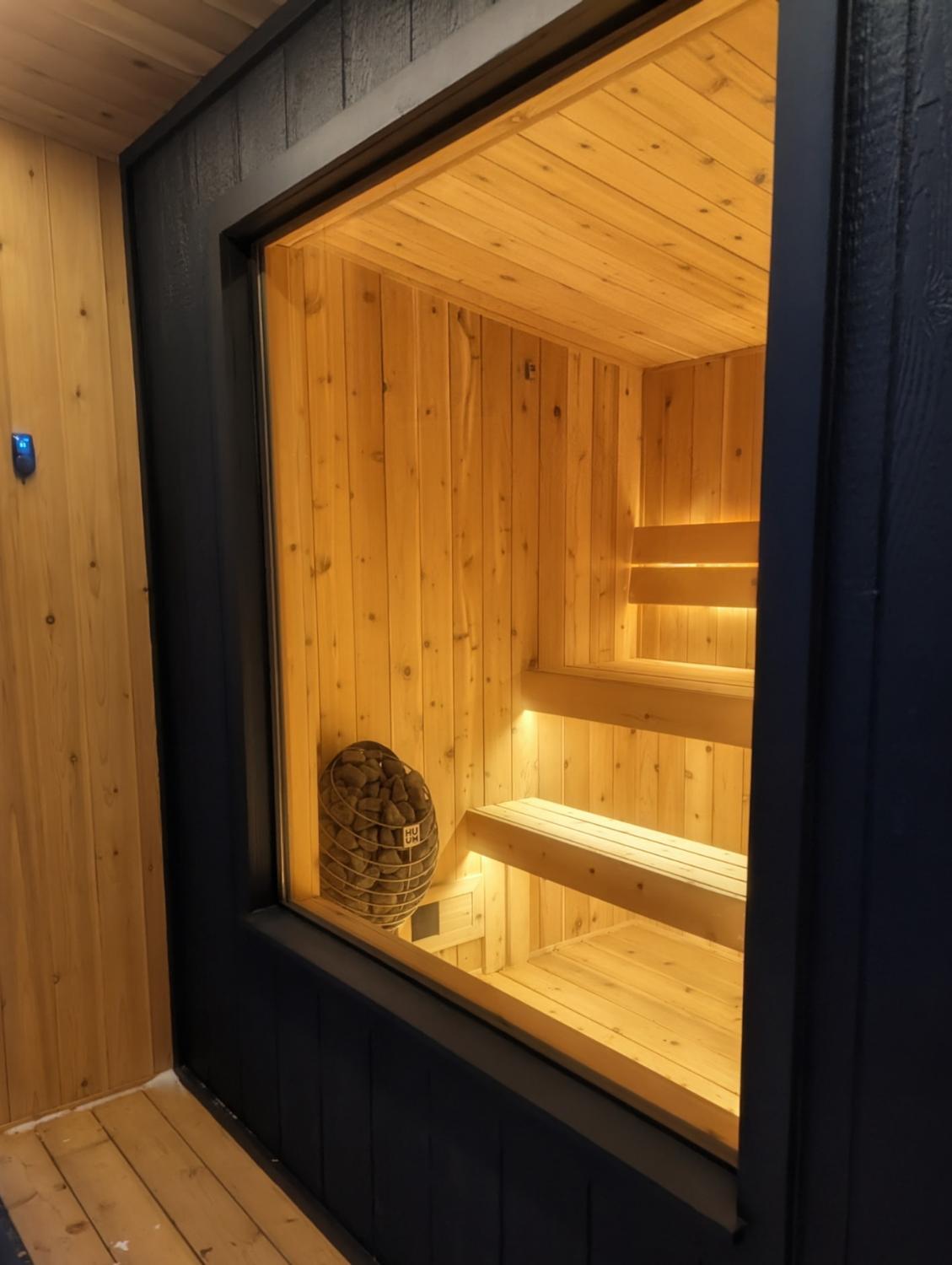 Sauna interior with benches